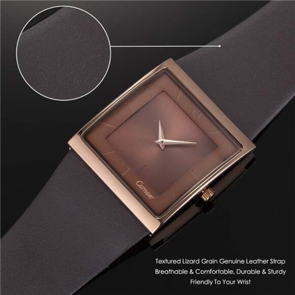 Mens Watch Men\'s Square Watches for Men Fashion Minimalist Quartz Wrist Brown main image 6